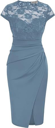 GRACE KARIN Women Sleeveless Lace Party Dress Wrap Ruched Cocktail Bodycon Dress